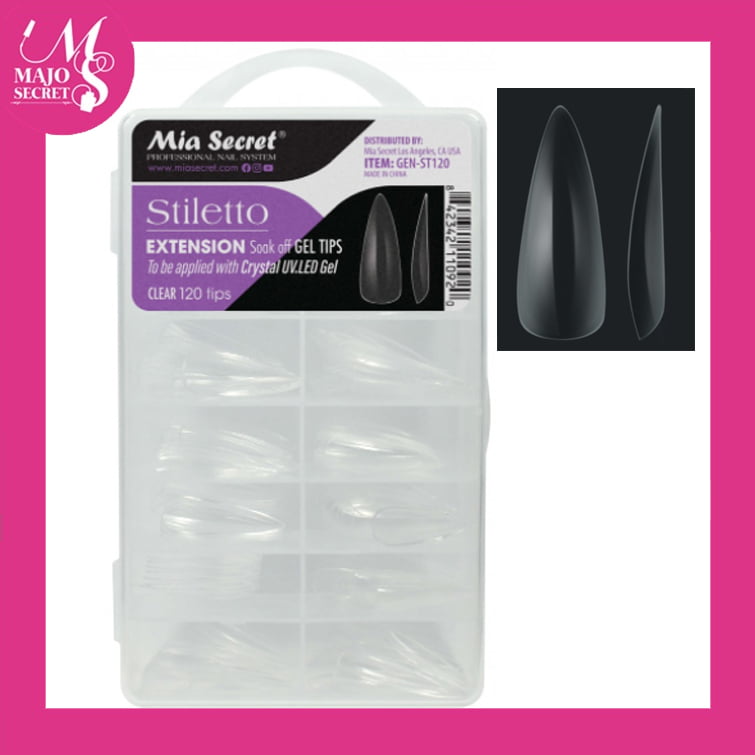 Tips Gel Stiletto Clear 120 unid Mia Secret