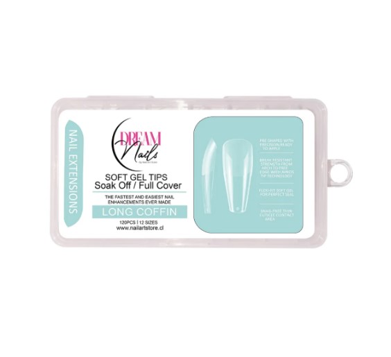 SOFT GEL TIPS LONG COFFIN DREAM NAILS 120U