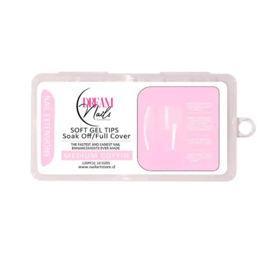 SOFT GEL TIPS MEDIUM COFFIN DREAM NAILS 120U