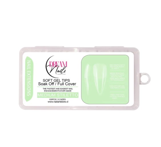 SOFT GEL TIPS MEDIUM STILETTO DREAM NAILS 120U