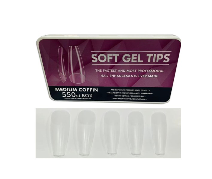 SOFT GEL TIPS MEDIUM COFFIN BOX 550U