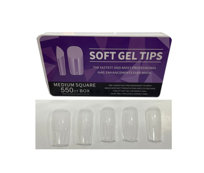 SOFT GEL TIPS MEDIUM SQUARE BOX 550U