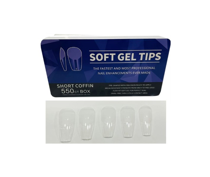 SOFT GEL TIPS SHORT COFFIN BOX 550U