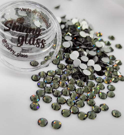 Cristales Redondos SS12 Diamante Negro 200unid