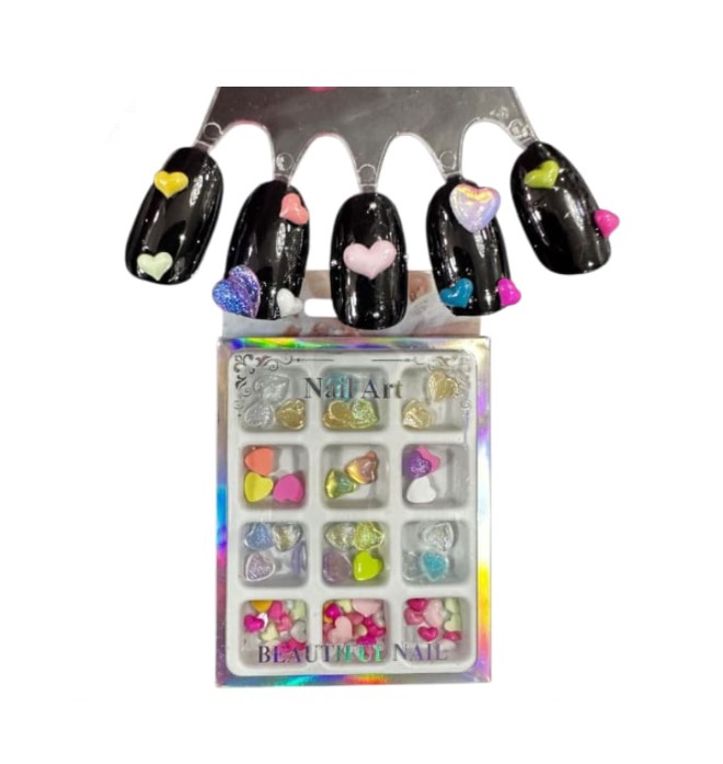 DECORACION CORAZON DE COLORES 3D 12U